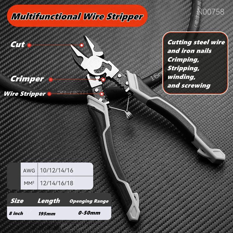 

Многофункциональный инструмент для снятия изоляции, обжима и резки проводов, плоскогубцы с длинным носом, бокорезы, клещи для снятия изоляции и обжима, клеммы