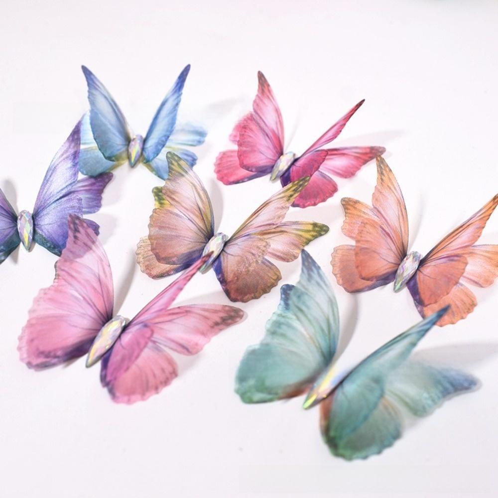 50Pcs Colorful Chiffon Tulle Butterfly Patches Clothes Sewing Patch  Bridal Hair Accessories