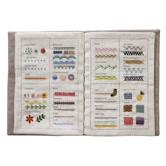 DIY Przewodnik Referencyjny do Haftu ze Stronami z Tkaniny Książka Ściegów Zestaw Startowy Nici do Haftu Igły Nożyczki Haft