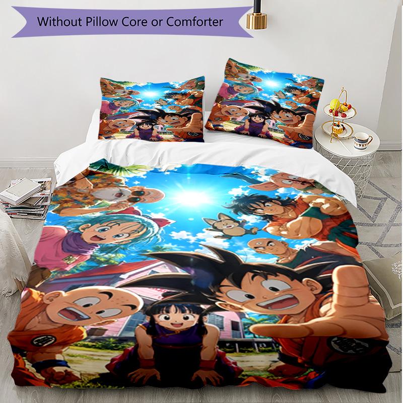 3pcs Duvet Cover Set (1*Duvet Cover + 2*Pillowcase, Without Core), DRAGON BALL Print Soft All‑Season Bedding Set, Home Bedroom Decor Gift