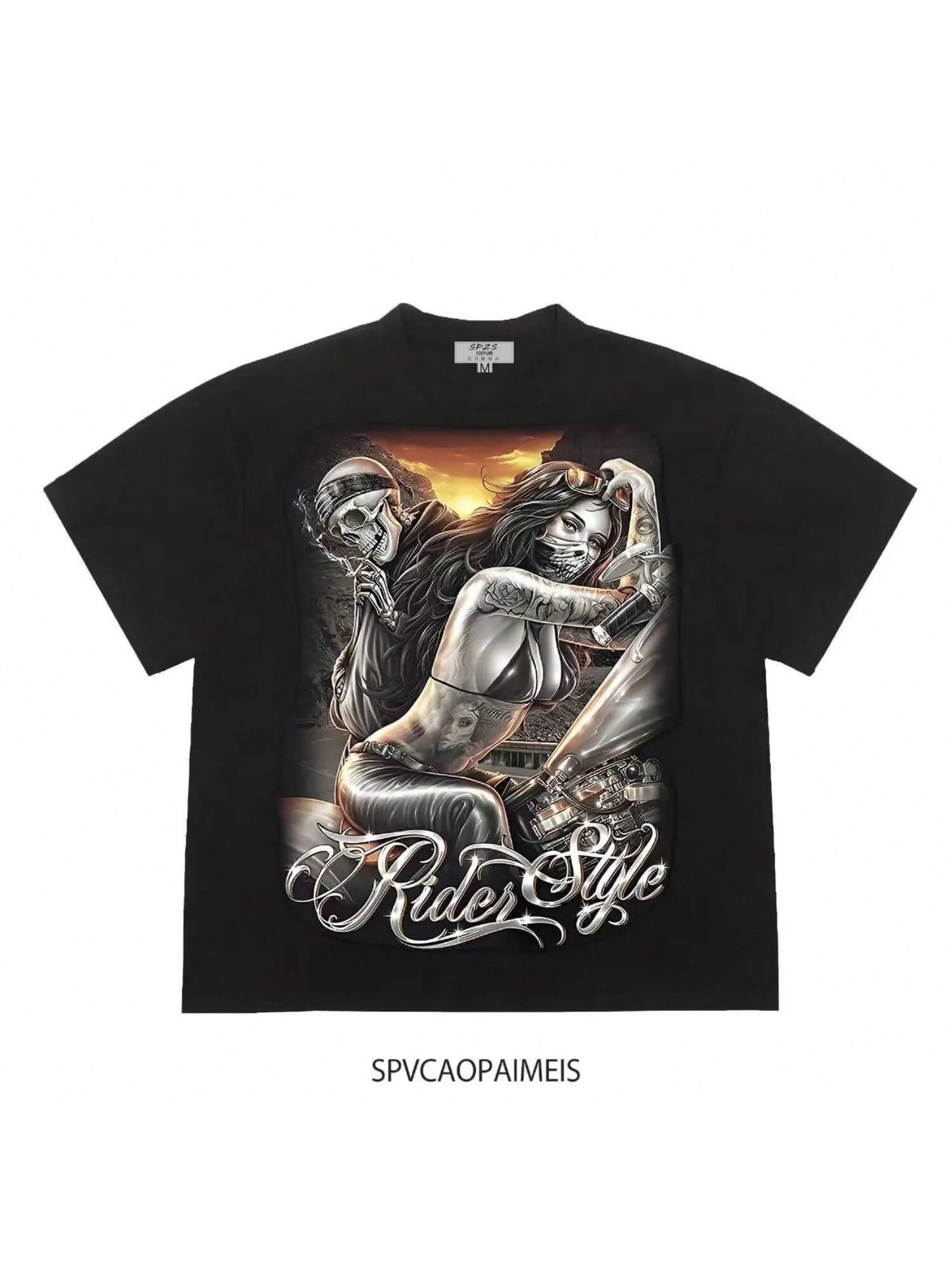 2025 Harley Motorcycle Skull Co-Branded Young Printed unisex s Short Sleeve T-Shirt Clothing Boom S разноцветный