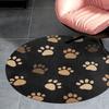 Adorable Smiling Cats Floral Round Rug Navy Background Flower Pattern Non Slip Soft Carpet Playroom Cute Home Decor