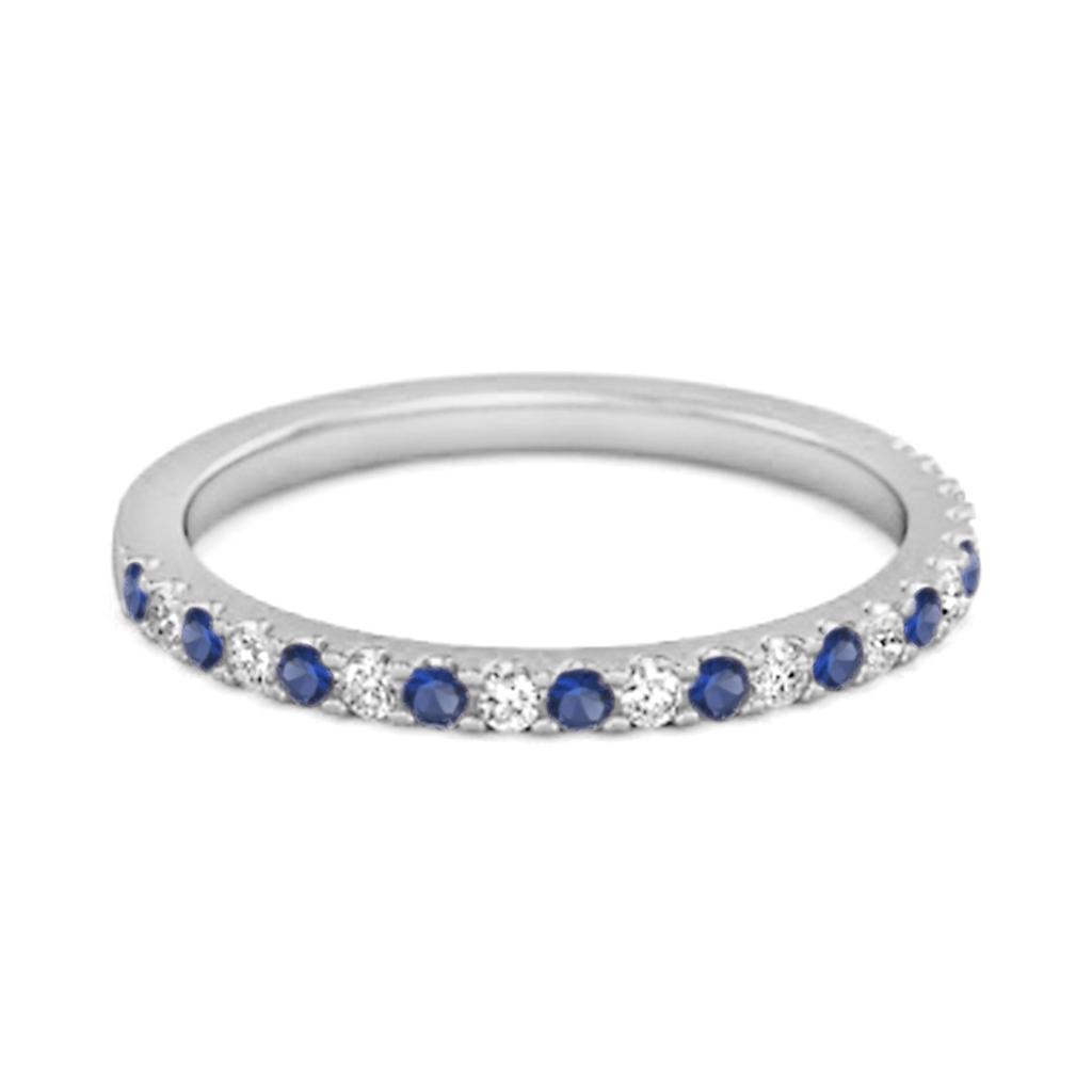 Blauer Saphir Eternity Bandring - 925 Sterlingsilber