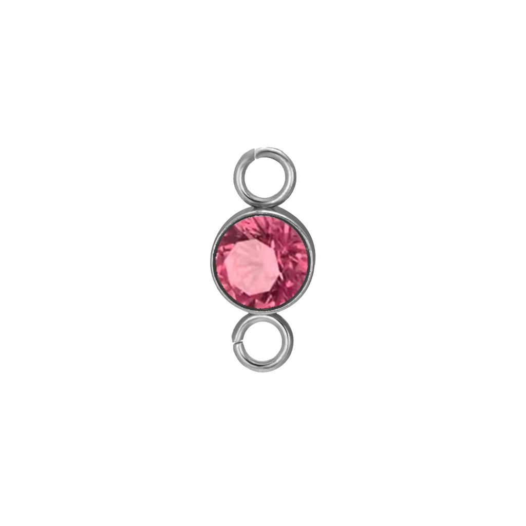 5 pcs/lot 5mm Birthstone Charms with 2 Holes Stainless Steel Crystal Pendant For Necklace Bracelet Making DIY Accessories