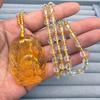 Ksitigarbha Bodhisattva Pendant Necklace Buddha Lucky Amulet Pendant Necklace For Men Women Long Sweater Chain Buddhist Jewelry