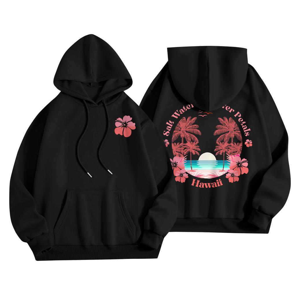 Women's Fashion Women's Lightweight Long Sleeve Pullover With Pockets Preppy Graphic Hoodie