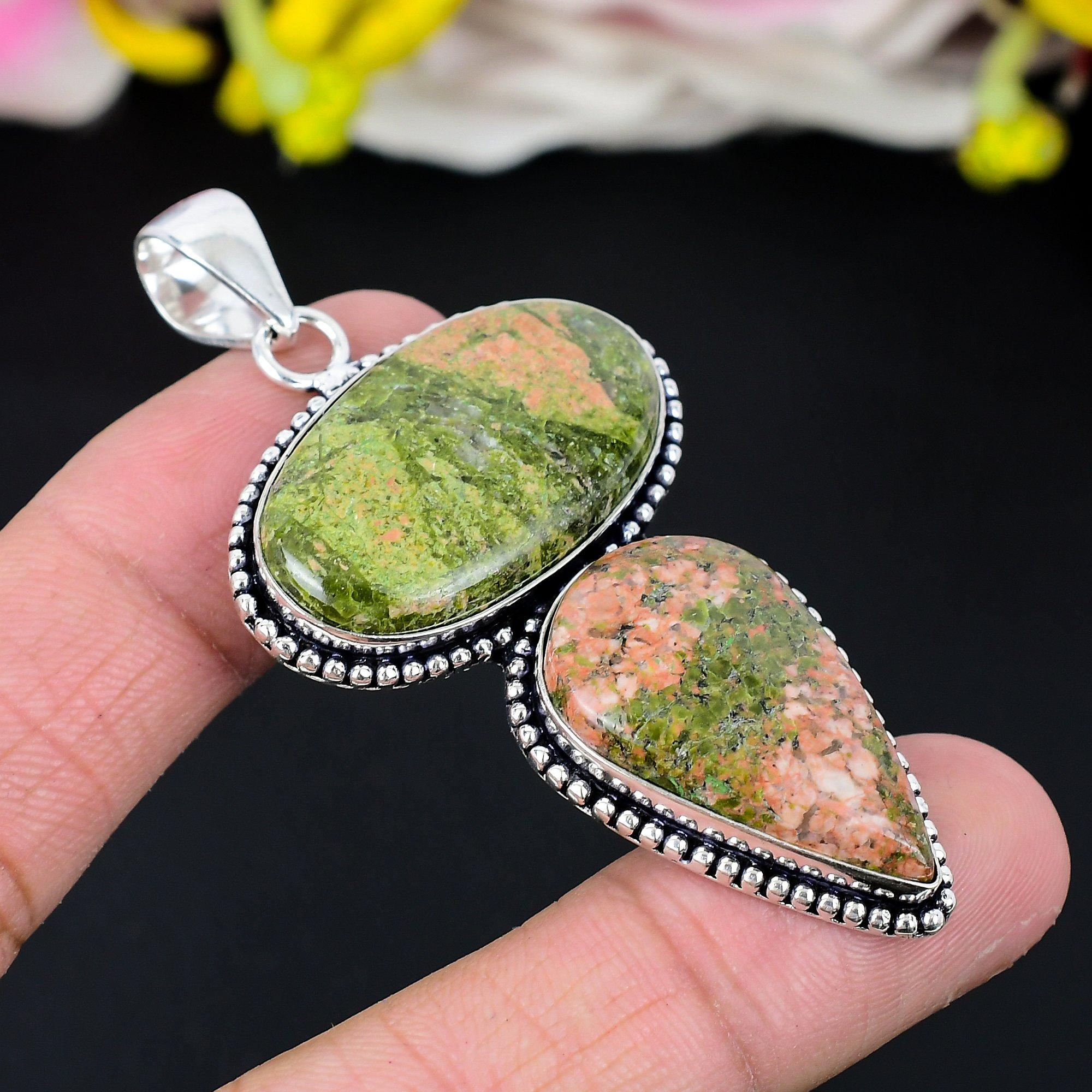

Unakite Gemstone Handmade 925 Sterling Silver Jewelry Pendant 2.80 KG-278