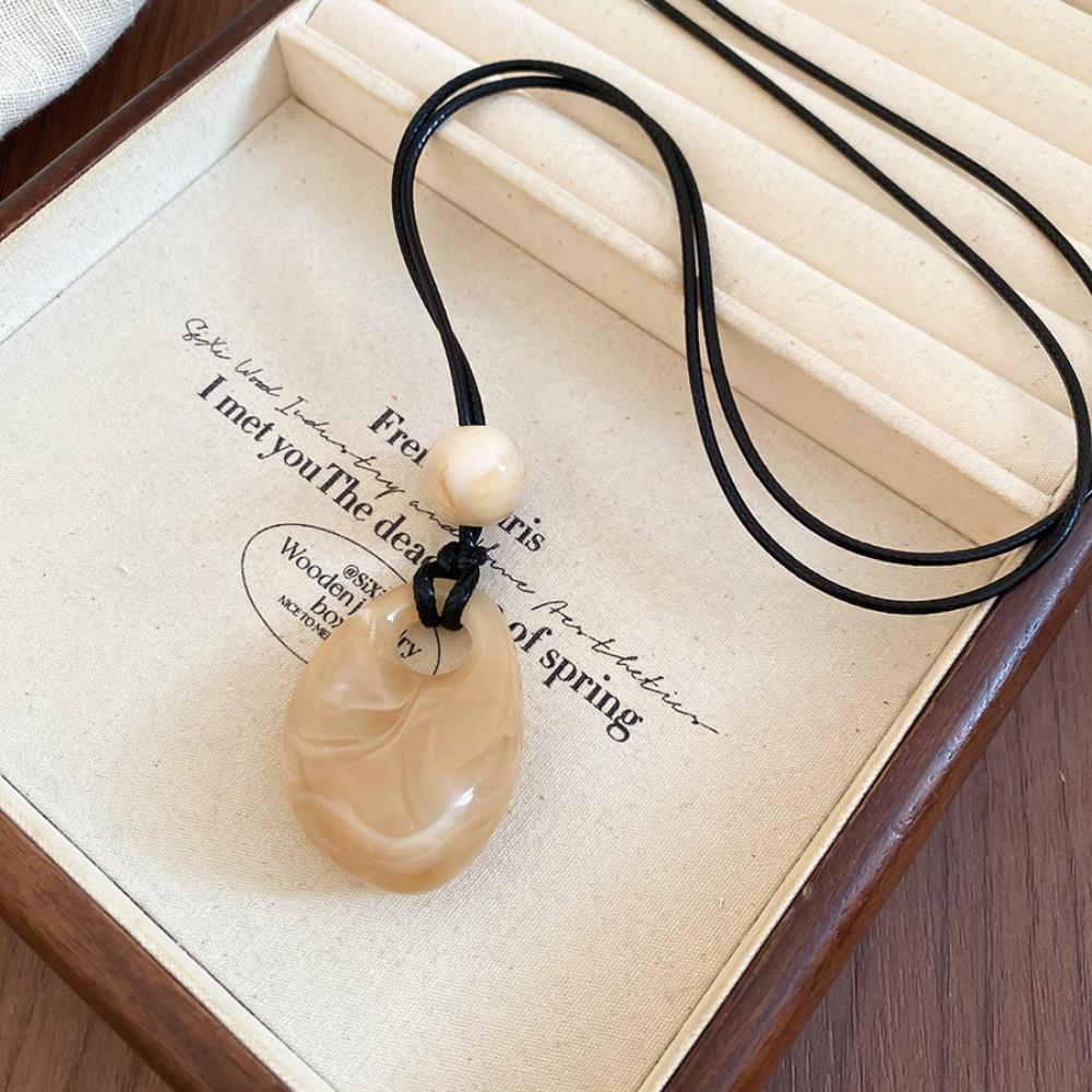 Vintage Colorful Design Kpop Long Chain Water Droplet Design Rope Chain Resin