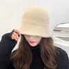 British Style Women Panama Cap Chenille Bucket Hat Sweet Knitted Fisherman Hat  Ladies