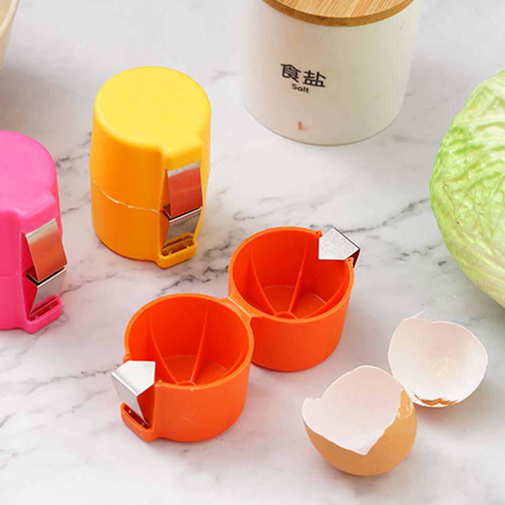 1pc Egg Shell Opener Plastic Stainless Steel Kitchen Baking Tool Egg Peeler Household Handheld Egg Separator Tool For Raw Eggs