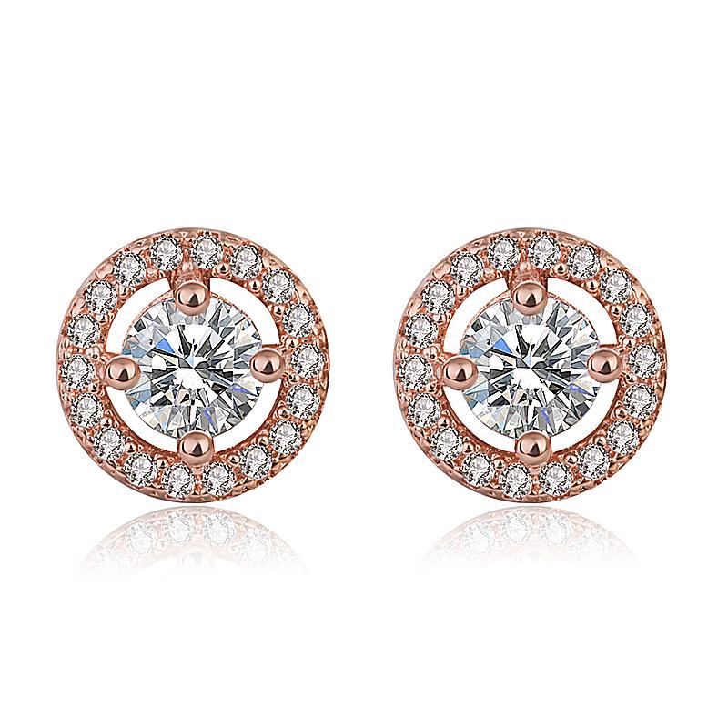 Korean Full Pave Zircon Hypoallergenic Round Stud Earrings