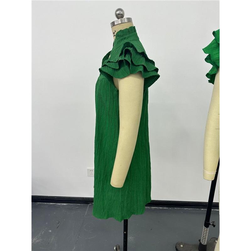 Women's Ruffled Sleeve V-Neck Mini Dress Casual Loose Fit Summer Dress