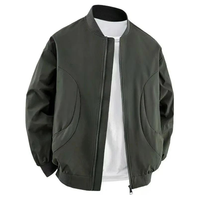 

Мужская весенняя новая куртка-бомбер Стильная куртка с воротником-стойкой на молнии Ветрозащитная верхняя одежда Повседневная уличная модная куртка с длинным рукавом 4XL зелёный
