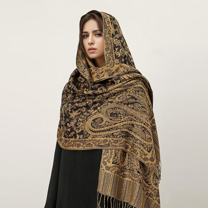 Bohemia Pashmina Hijab Scarf Long Muslim Cashmere Shawl Female Foulard Soft Turban Head Wraps For Women Headband Luxury