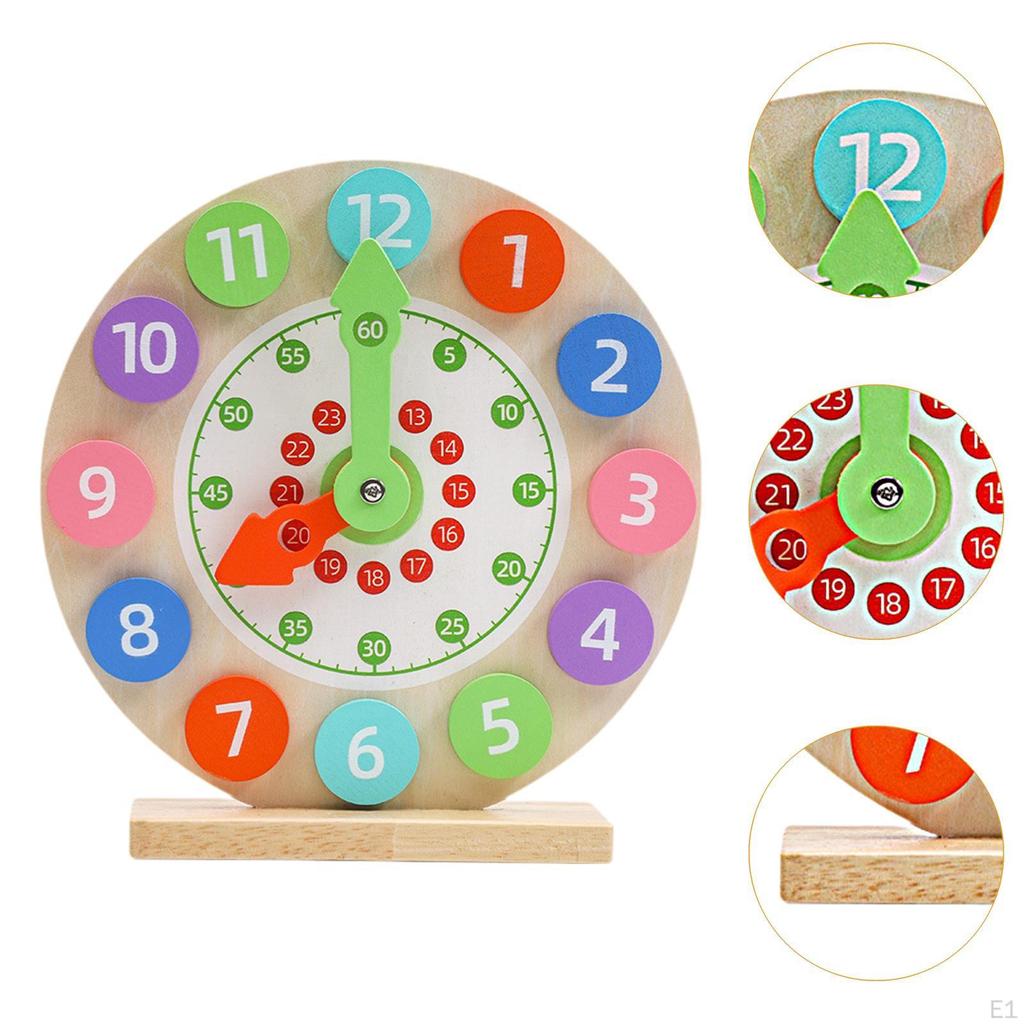 Wood Teaching Clock Montessori Early Learning Aids Education for Kids