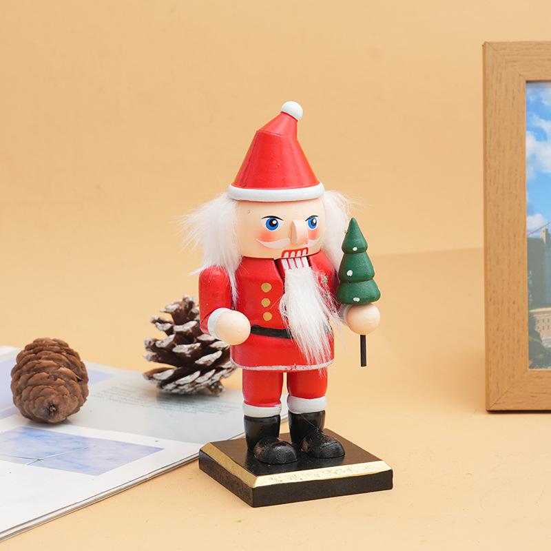 Christmas Wooden Nutcracker Soldier Figurine Vintage Xmas Window Display Home Desktop Ornament Holiday Decor Craft Xmas Gift
