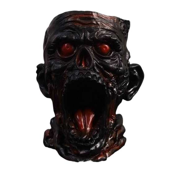 Resin Desk Organizer Gothic Skull Pen Holder, Realistic Zombie Head Makeup Brush Organizer, Large Capacity Desktop Holder Storage Container,