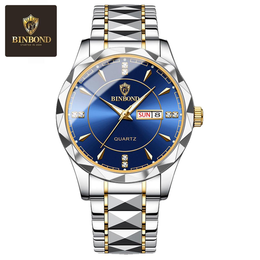 Tycoon Gold Men's Stainless Steel Double Calendar Waterproof Watch