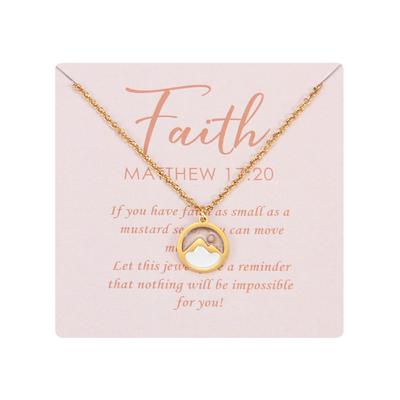 Decorative Sunset Sea Pendant Necklace Made of Stainless Steel, Mustard Seed Tag Necklace