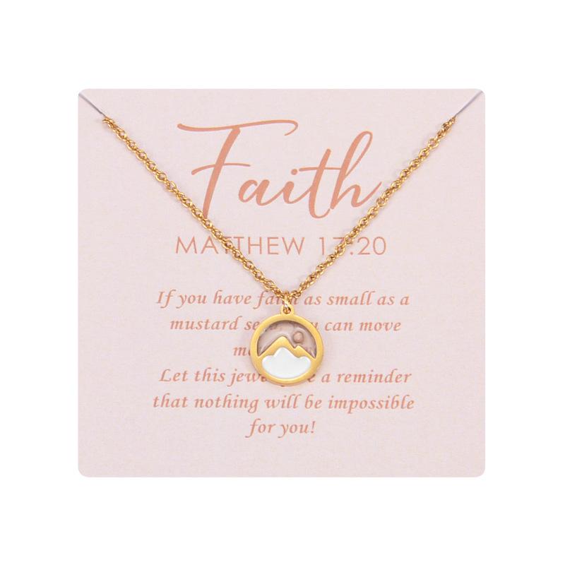 Decorative Sunset Sea Pendant Necklace Made of Stainless Steel, Mustard Seed Tag Necklace