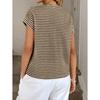 Sommer Damen Rundhals Pullover Zweifarbig Gestrickt Kurzarm Top, Grenzüberschreitend Lässiges Stricktop für Europa Amerika