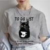 Women's T-shirts Black Cat To Do List Drink Coffee Try Not To Kill Anyone Funny Tee Shirt for Women Clothing Anime Tshirts Tops