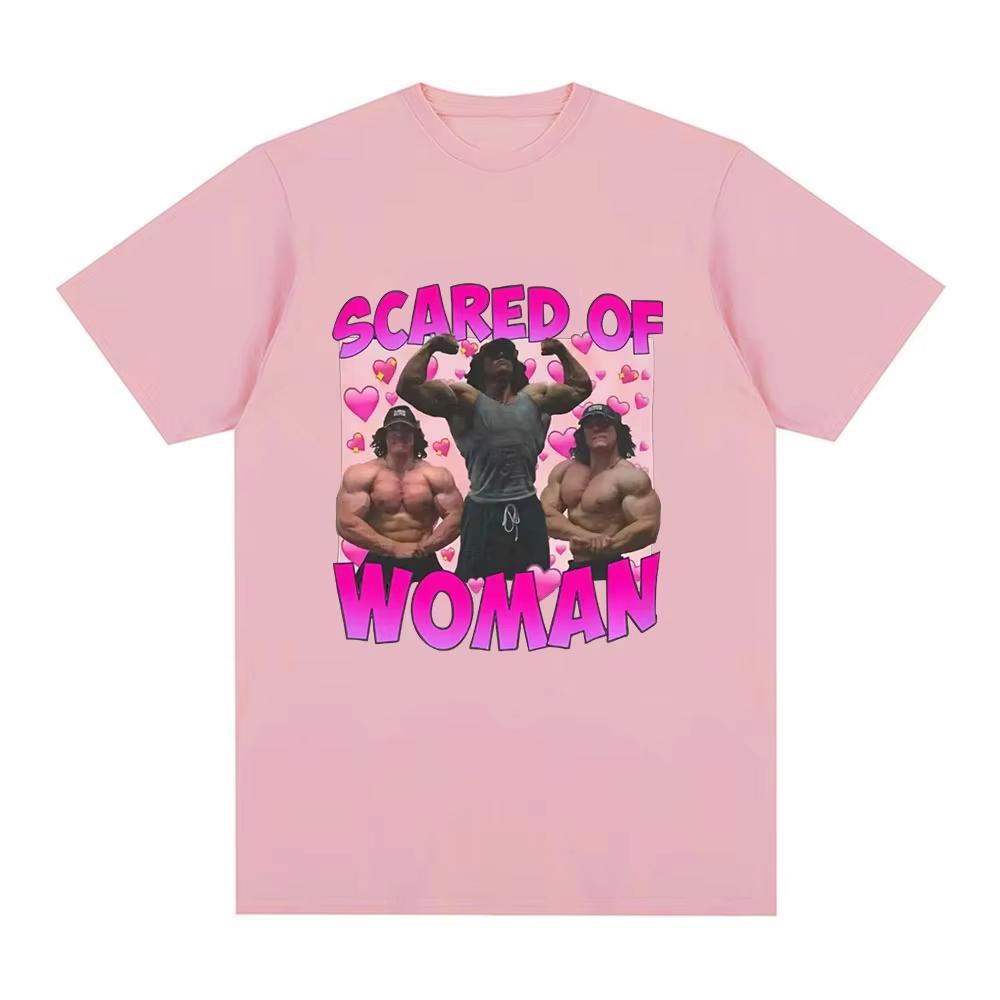 Sam Sulek Angst vor Frau T-Shirt Humor Fitnessstudio Fitnessliebhaber Grafik-T-Shirts Männer Frauen 100% Baumwolle Lässiges Sommer-T-Shirt