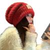 Chapeau de laine coréen doux et mignon à grosse tête Automne et hiver Décontracté Polyvalent Chapeau de tête Coupe-vent Oreilles chaudes Chapeau tricoté
