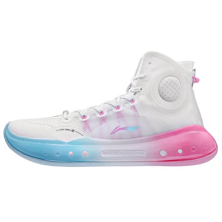 New LINING YuShuai 14 Boom Basketball Shoes Men High Top Standard White/Moon White Blue ABAQ033-22