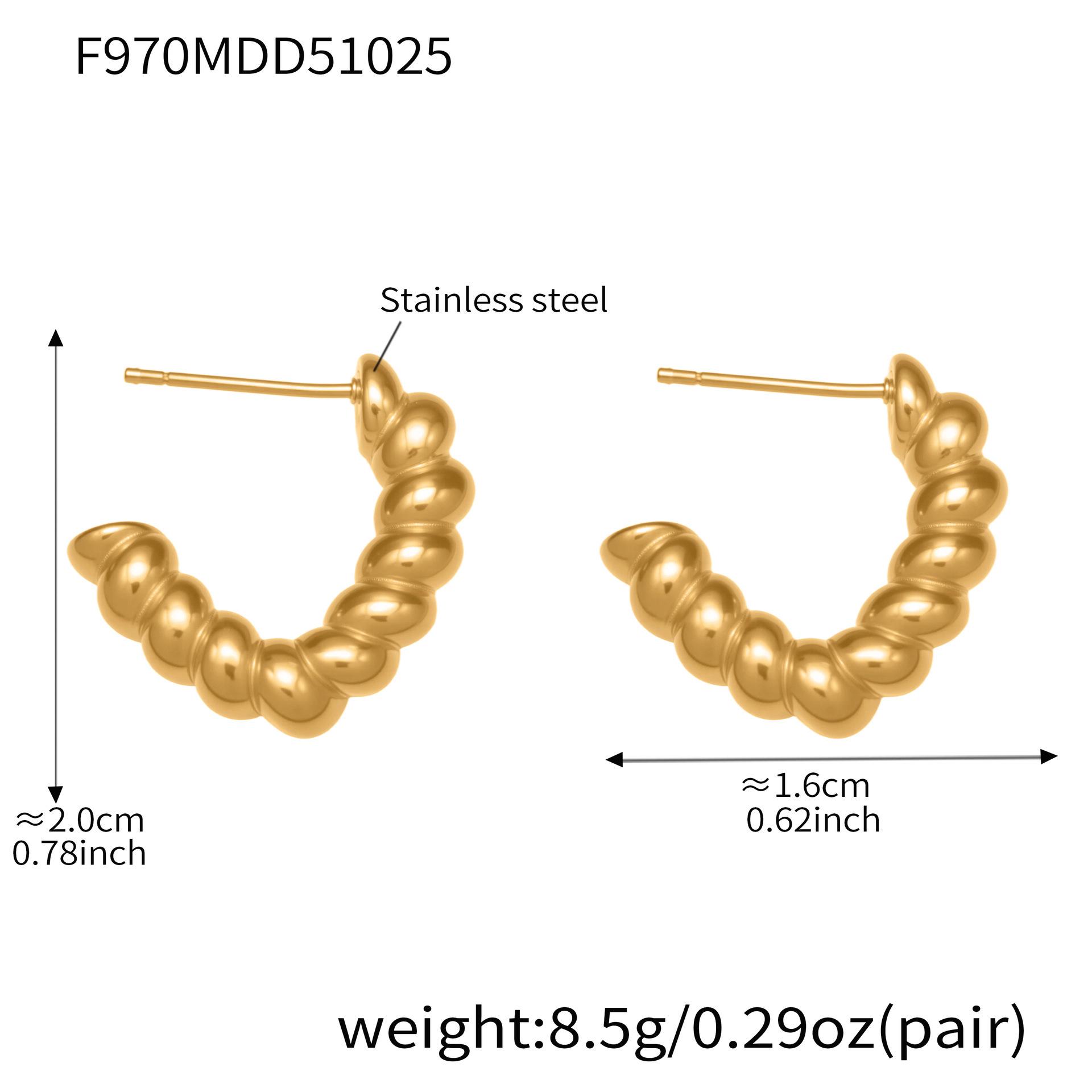 Qiong Yao French-Style C-Shaped Cable Knit Hoop Earrings - Versatile European and American INS Style Ear Jewelry for Women.