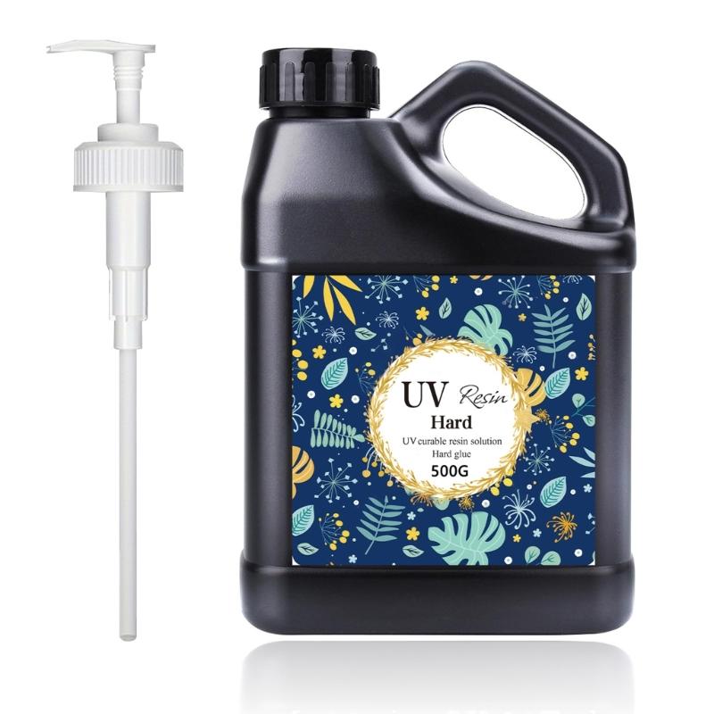 Clear UV Resin 500g Pump Bottle Convenient Crafting Grade UV Resin 500g High Gloss Finish for Creative Projects
