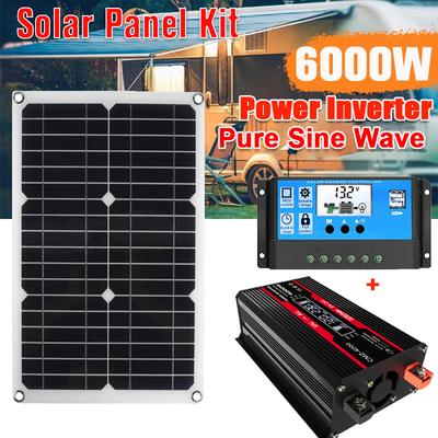 Kit de painel solar inversor de onda senoidal pura 6000W, banco de potência completo para carro, iate, barco, rv, carregador de bateria de telefone