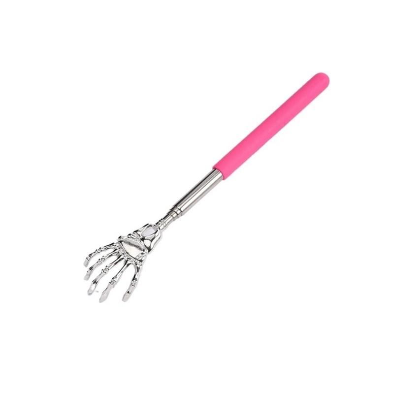 

Телескопічний масажер для спини з нержавіючої сталі Skeleton Hand Scratcher Інструмент для дряпання для тіла рожевий