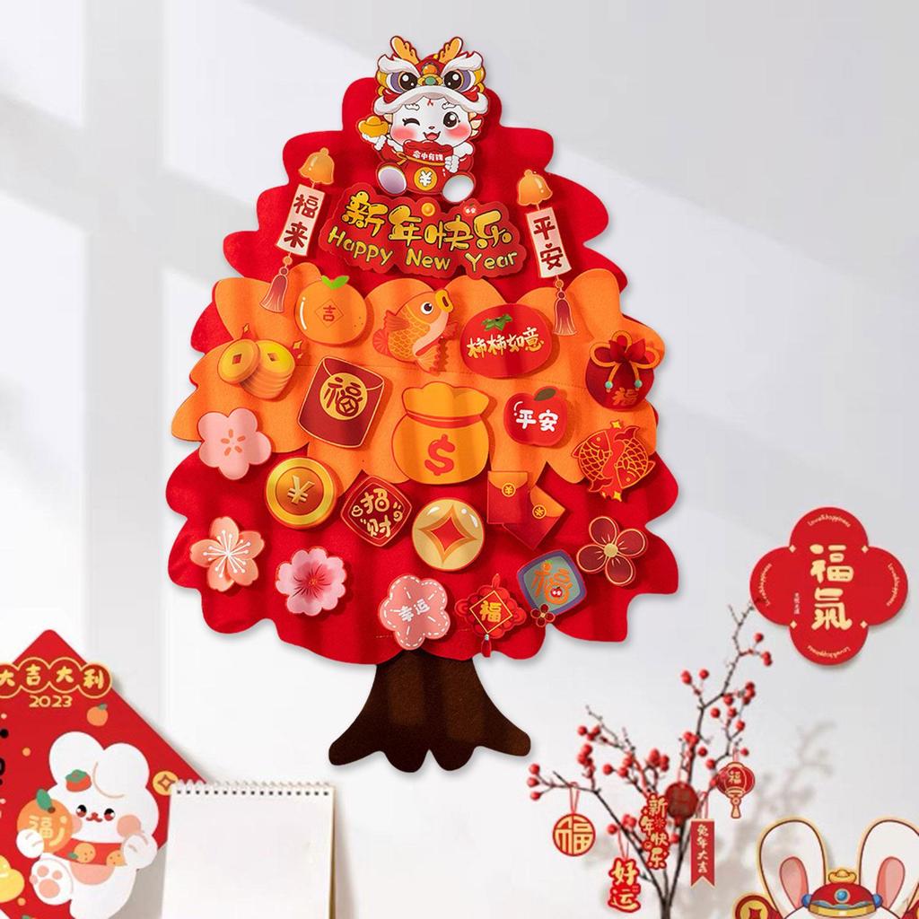 Chinese Year Hanging Lucky Tree Desktop Ornament with Light Oriental Wealth for Holiday