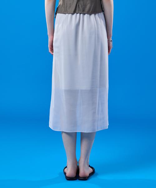 Collet See-Through Chiffon Slit Cooling Layered Long Skirt [Ivory]