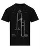 Camiseta Trombão de Slide Patente Banda de Jazz Camisa Esboço
