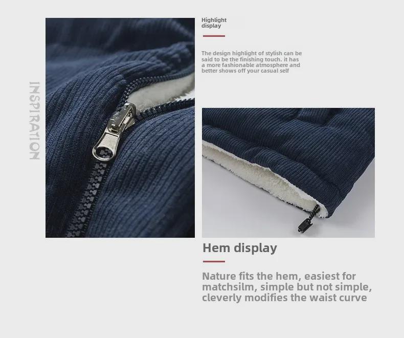 Trendy Corduroy Double-Sided Cotton Jacket for Men: Winter Plus Velvet Thick Lambskin, Warm Couple Outfit.