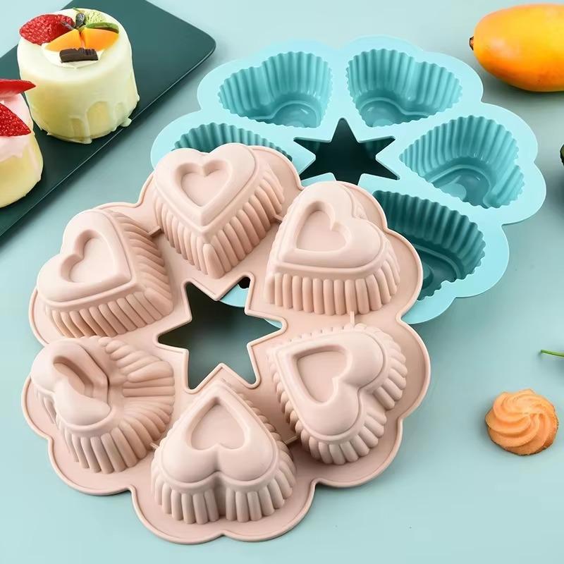 1PC 6-Link Love Shaped Horseshoe Cake Mold Handmade Chocolate Cookie Mould Easy Release Baking Supplies