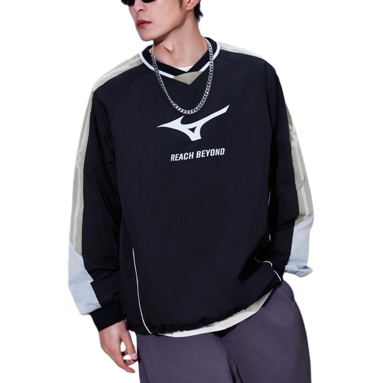 Mizuno T-shirt alla moda comoda versatile delicata sulla pelle a maniche lunghe unisex top nero K2CE53Y309