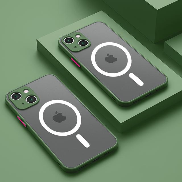 

Прозрачный матовый защитный чехол для Magsafe, магнитный чехол для Iphone 14 13 12 Pro Plus Max Mini с беспроводной зарядкой, жесткий ПК Defender Funda For iPhone 13Pro Max