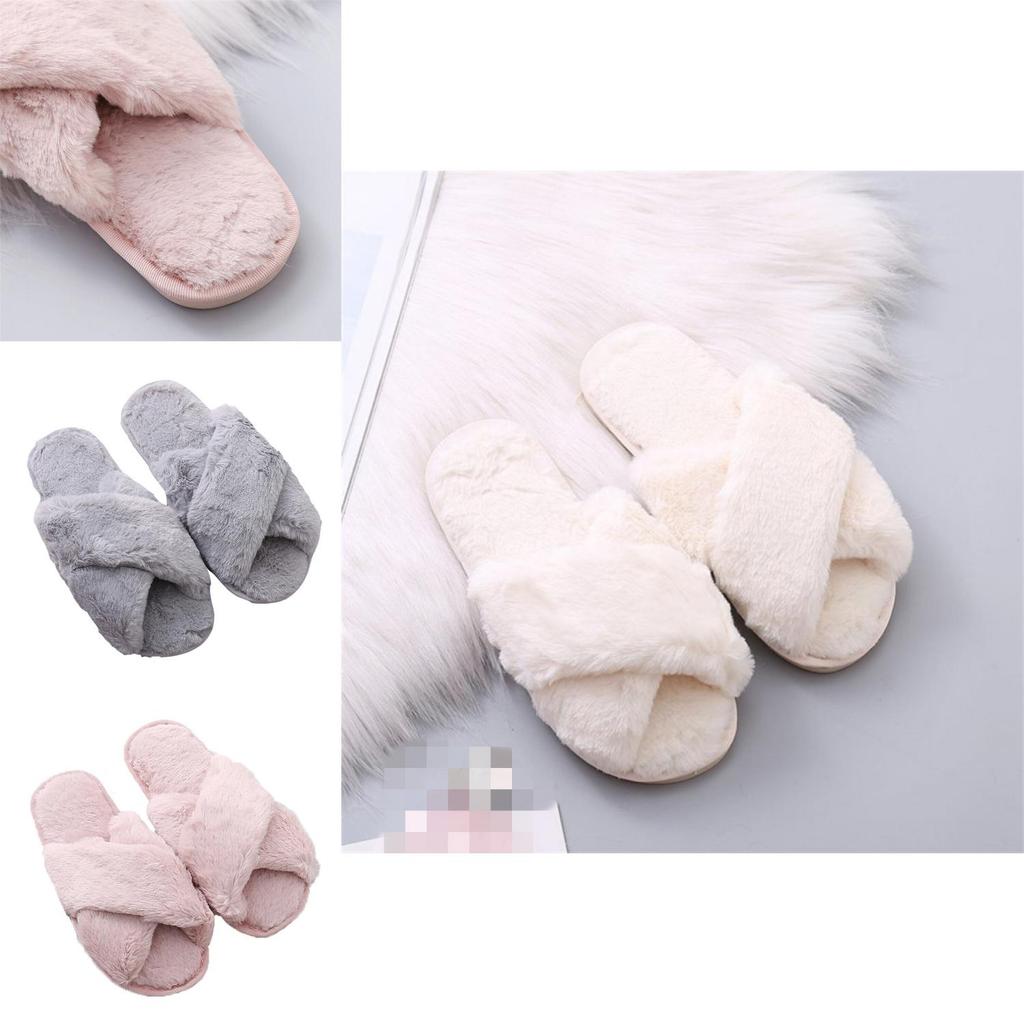 Eye-catching Women's Fluffy Slippers Soft Fur Summer Mules Shoes In Red