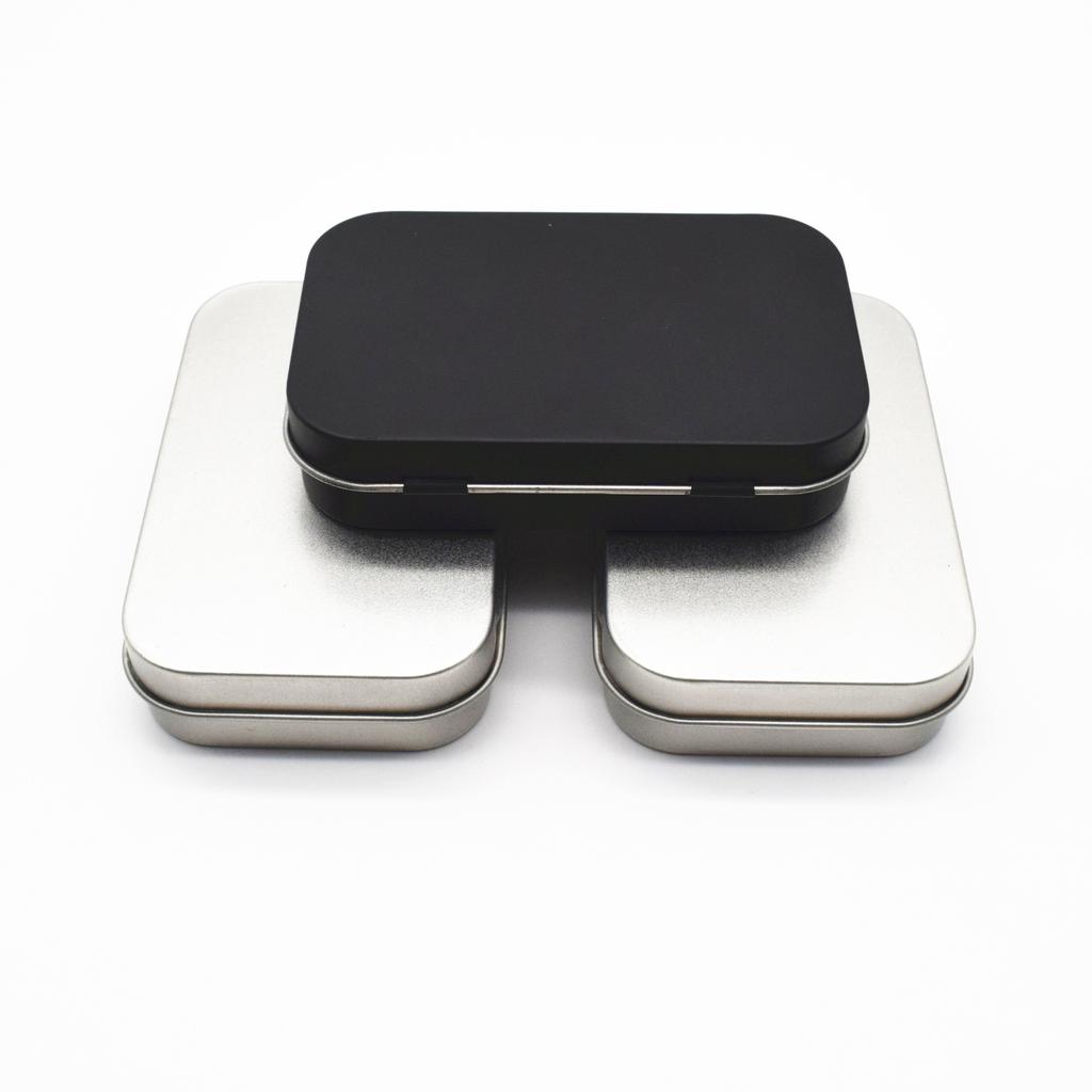 Metal Rectangular Empty Mini Tin Box Tinplate Push Candy Pill Cases Bins Jar Hinged Containers Small Organizer Storage Box