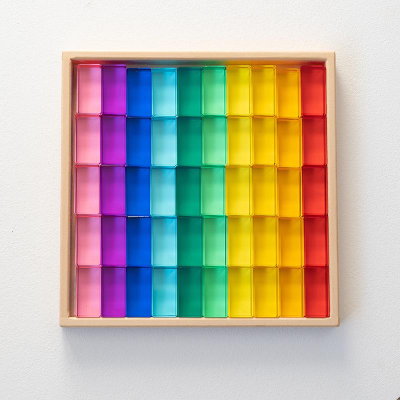 Transparent Rainbow 3D Building Blocks: Educational Acrylic Cubes for Children