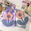 Cute Flower Bag Women's 2025 New Fashion Color Matching Shoulder Handbag Personalized Large-capacity Student Plush Bag