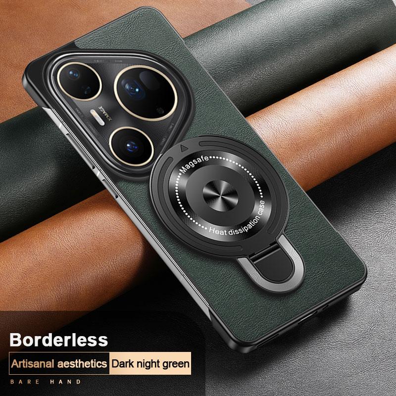Huawei Pura 80 Ultra 70 Pro + Wireless Charging Shockproof Case For Magsafe Frameless Leather Texture Magnetic Holder Cover