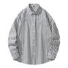 Chemise Rayée Homme Manches Longues Printemps et Automne Gilet Boutonné Poche Ample Chemise Décontractée