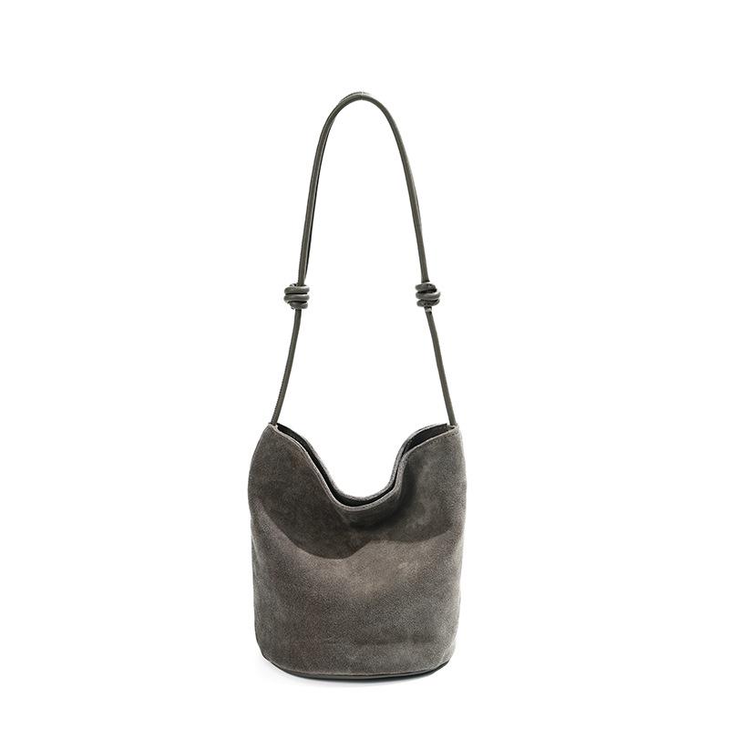 Exquisite Women s Retro Suede Commuter Tote - High-End Frosted Cowhide Bucket Bag