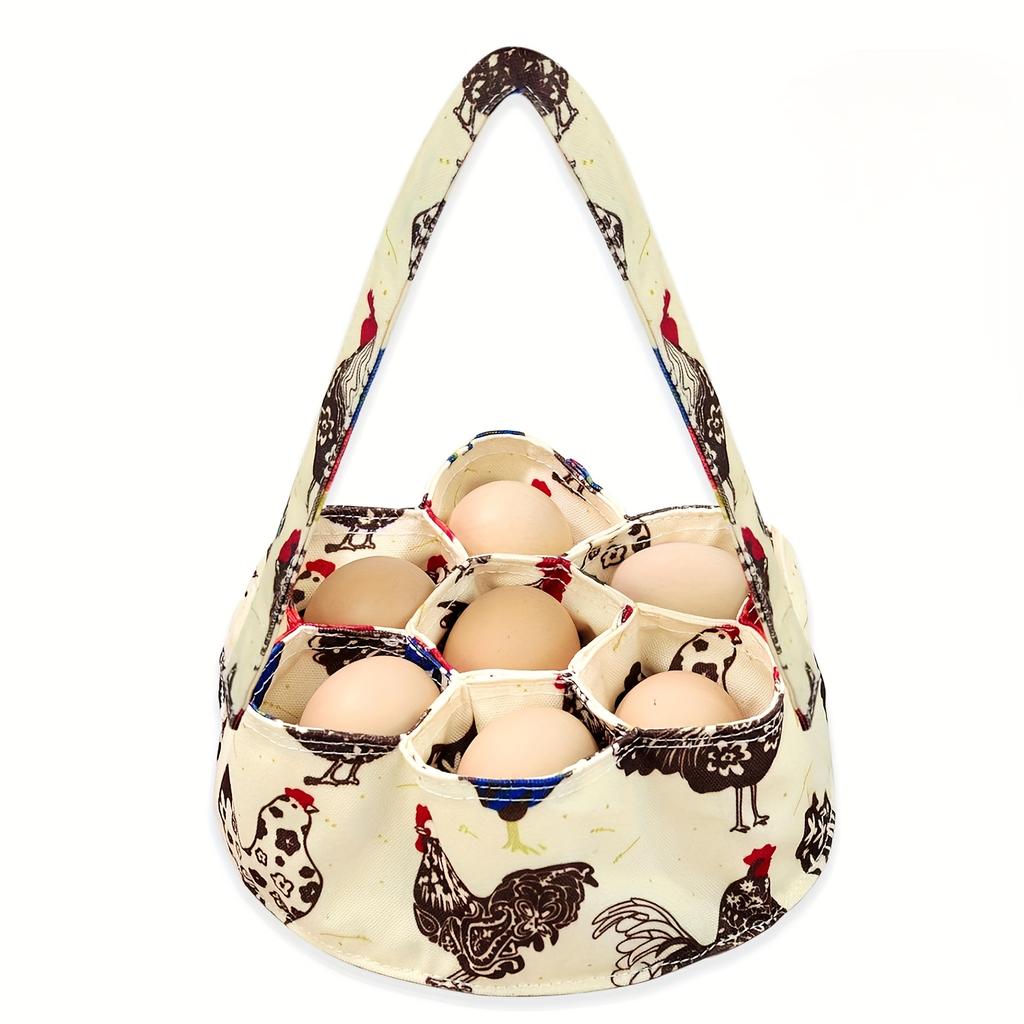 Premium Egg Storage Basket with 7 Pockets and Canvas Egg Bag – Perfect for Keeping Eggs Fresh in Chicken Coops, Gardens and Farmhouses