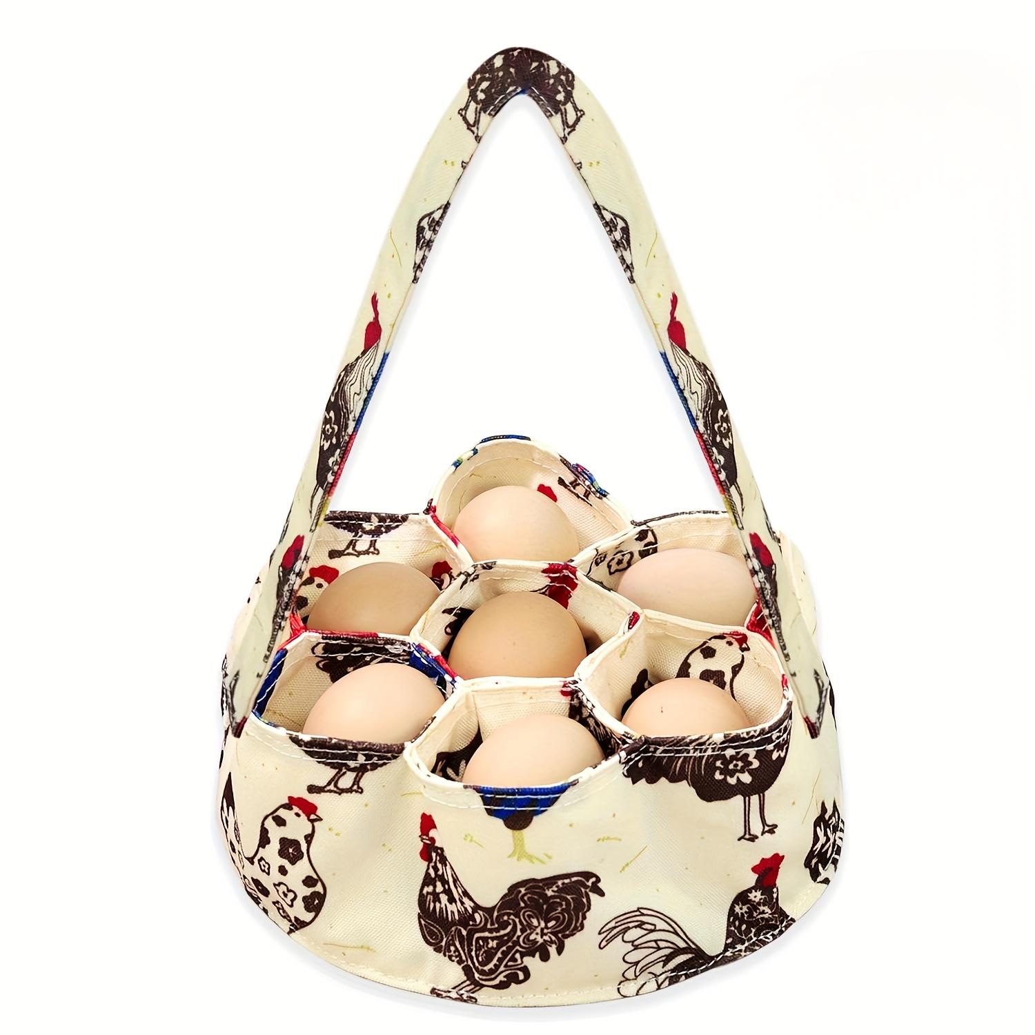 

Корзина для хранения яиц премиум-класса с 7 карманами и холщовым мешком для яиц — идеально подходит для сохранения яиц свежими в курятниках, садах и на фермах