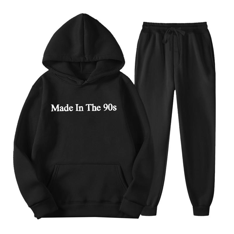 Trendy Unisex Hooded Fleece Lined Sweatshirt Tracksuit